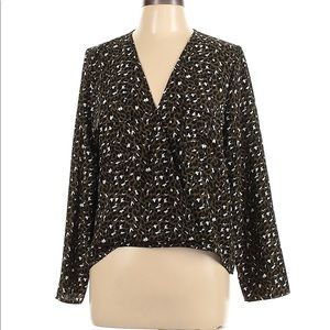 ABOUND - Surplice Patterned Pocket Blouse